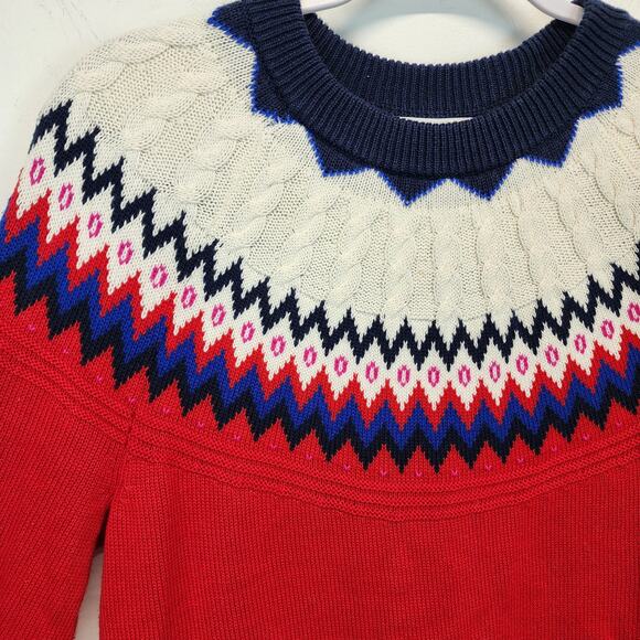 Charter Club Fair Isle Sweater Size M Red Blue White Argyle Neck Pullover Preppy - Picture 4 of 11